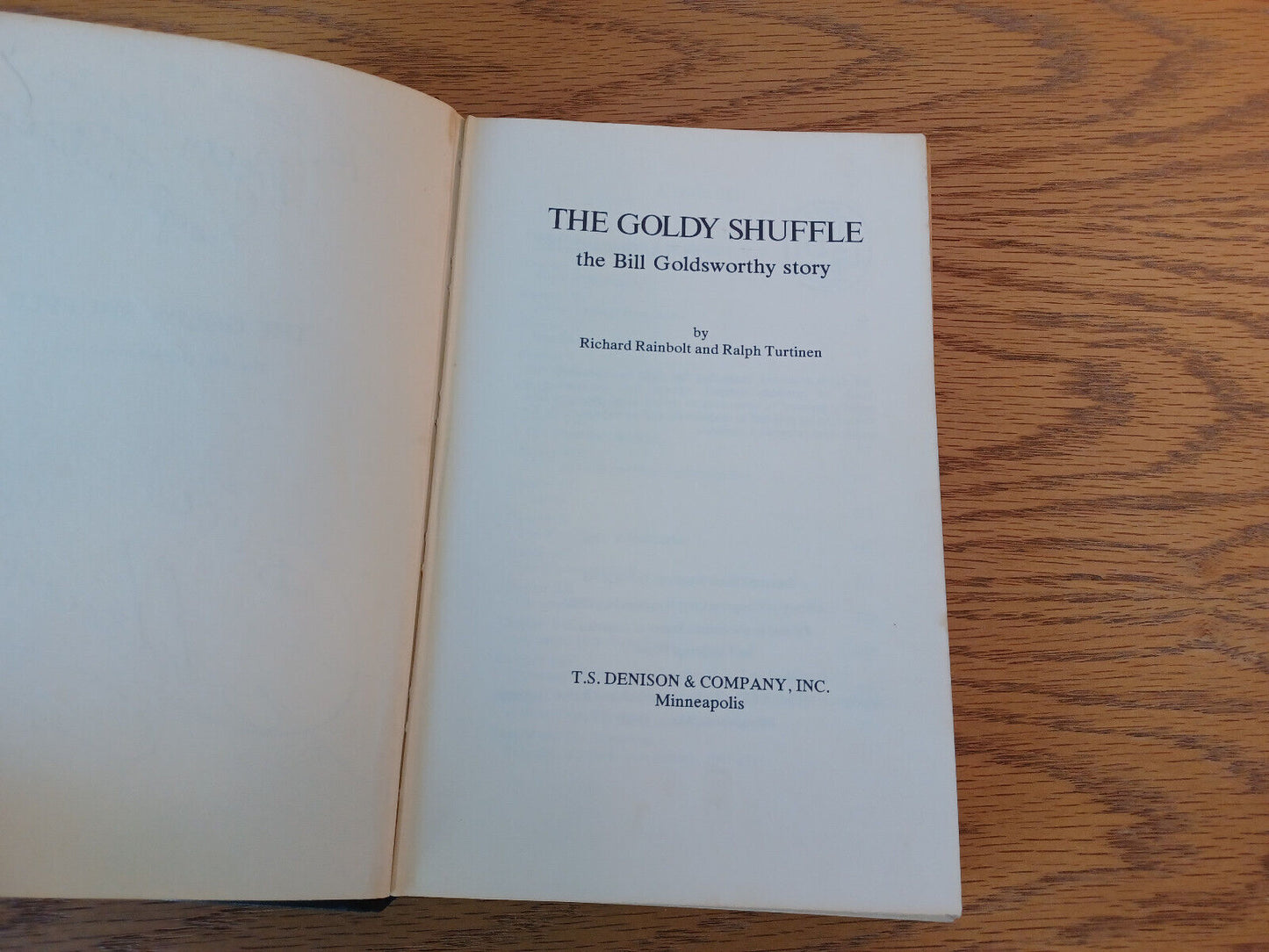 The Goldy Shuffle Richard Rainbolt And Ralph Turtinen 1971 Hardcover Signed T. S