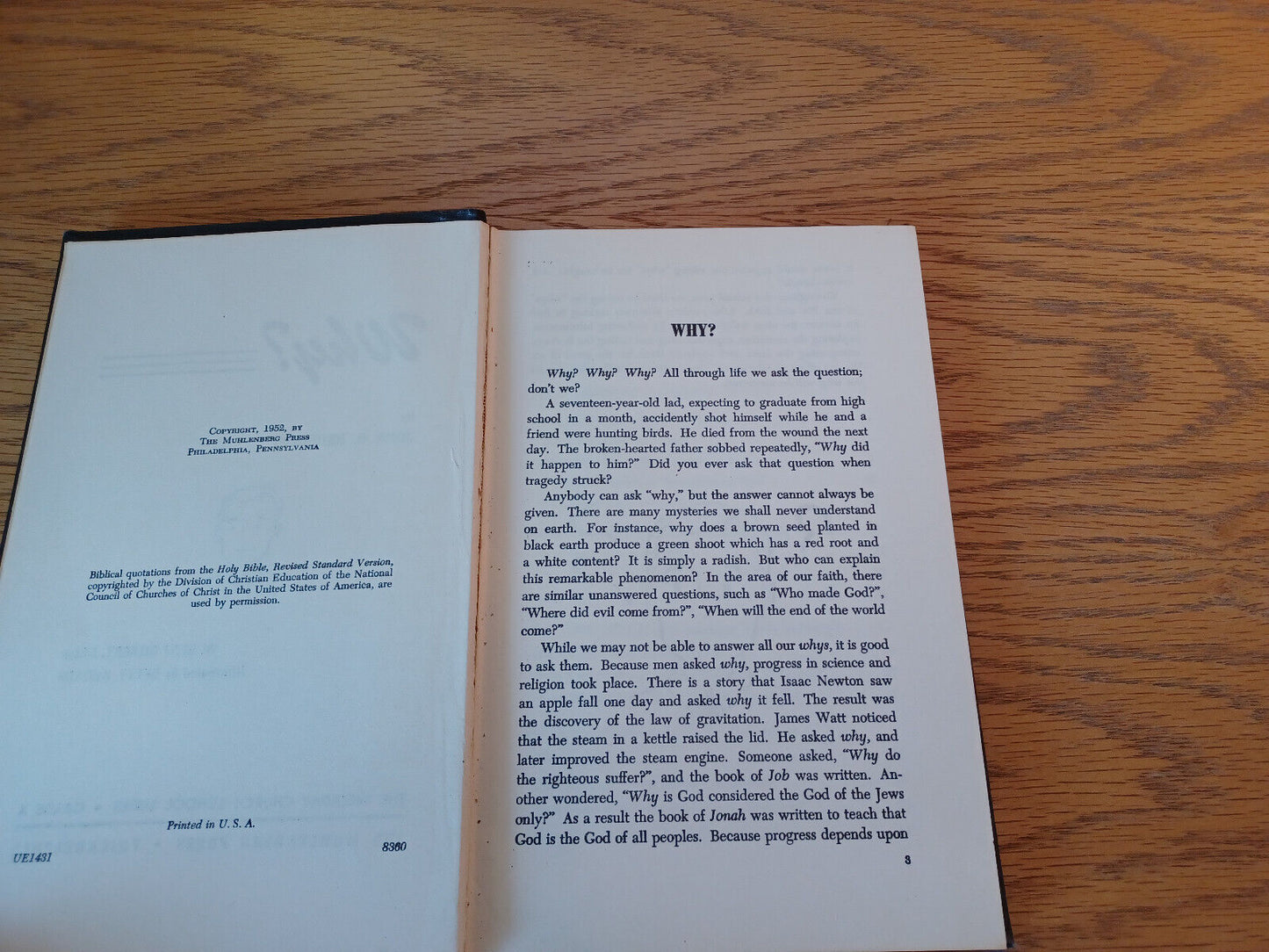 Why John R Brokhoff 1952 Grade X Hardcover Weekday Church School Series Muhlenbe