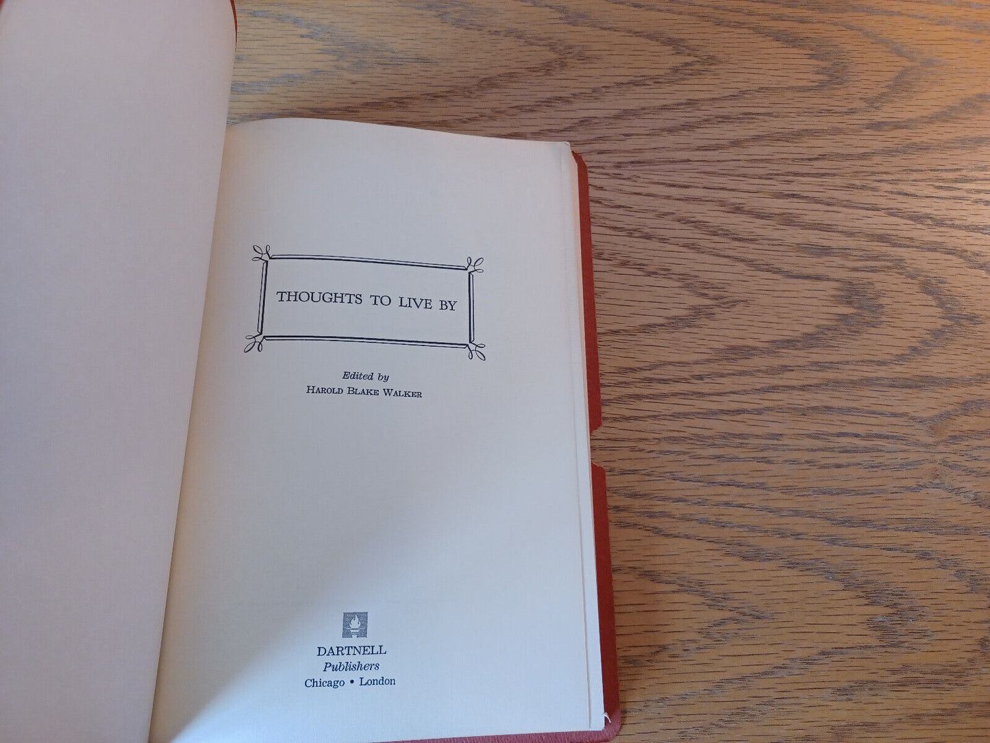 Thoughts To Live By Harold Blake Walker 1965 Dartnell