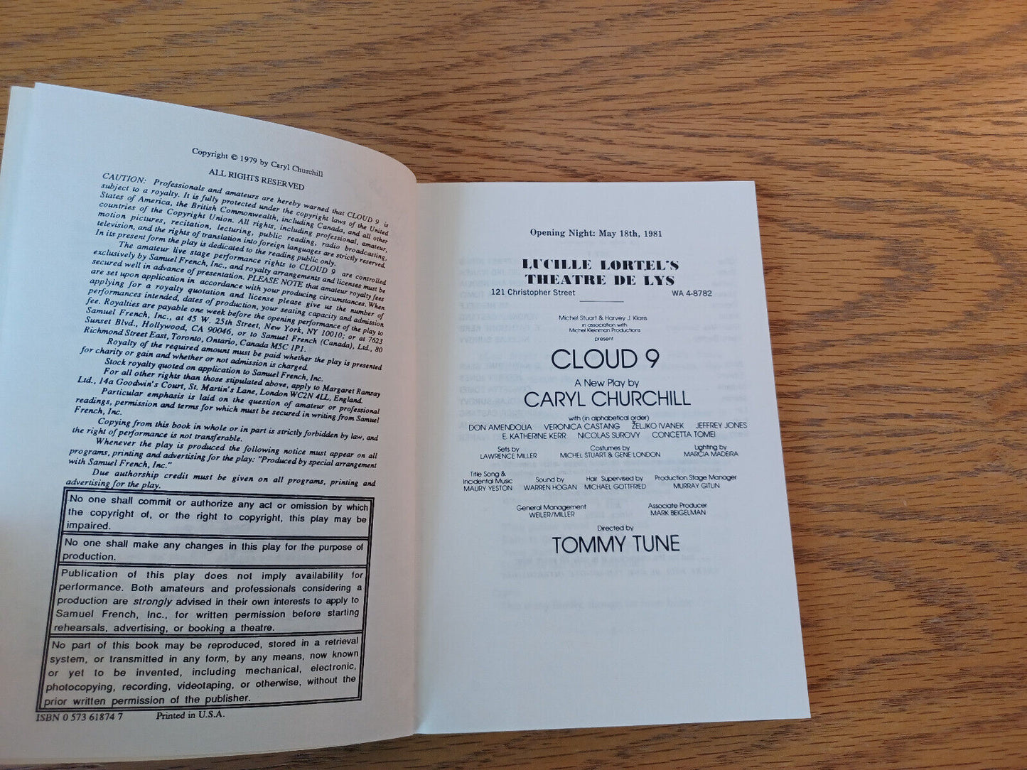 Cloud Nine Caryl Churchill 1979 Samuel French Paperback