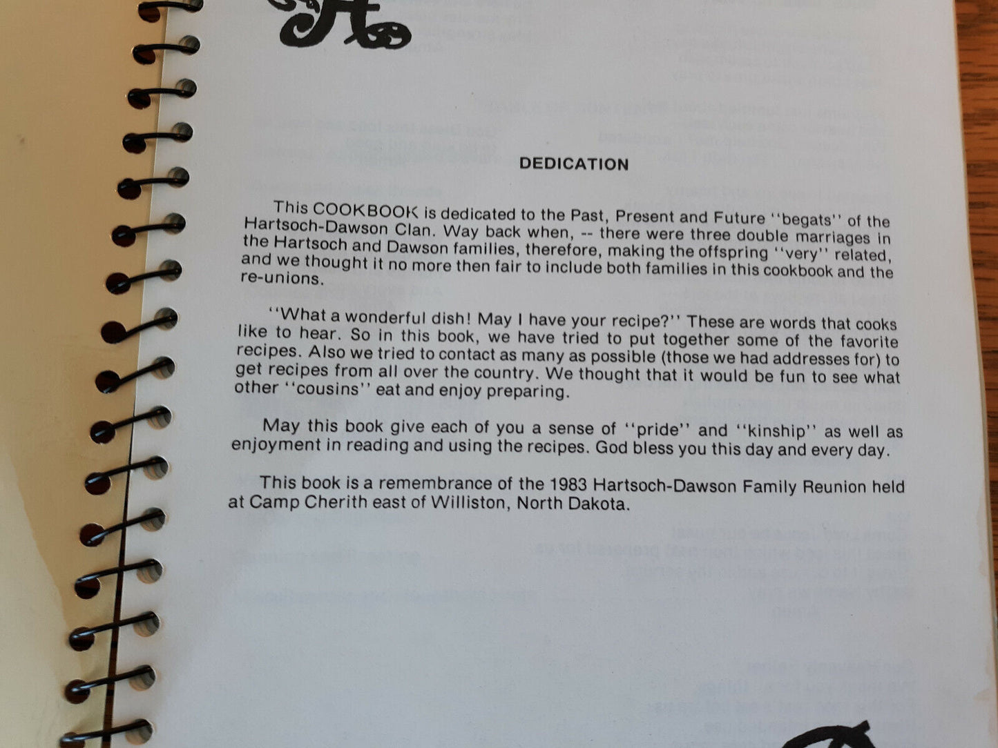 Family Recipes Hartsoch-Dawson Family Reunion Cookbook