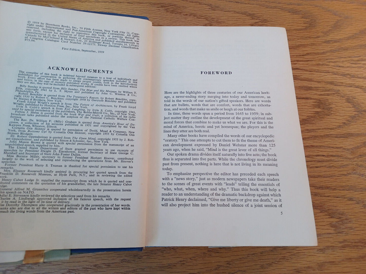 A Treasury Of Great American Speeches Charles Hurd 1959 1st Ed Hardcover Dust Ja