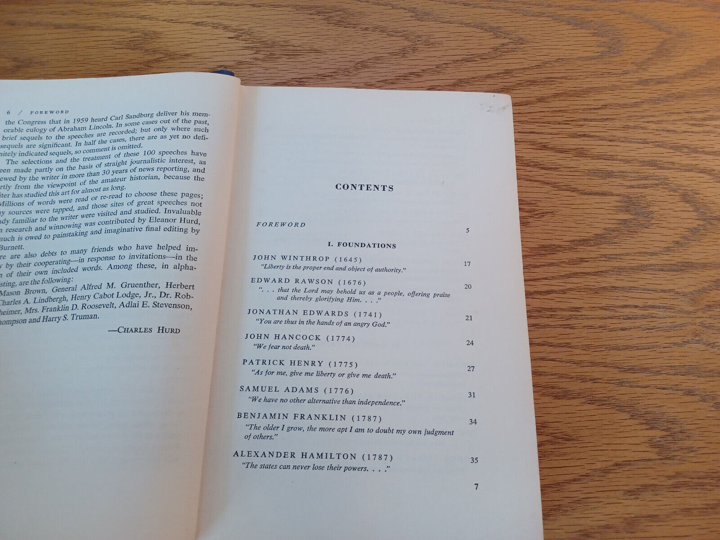 A Treasury Of Great American Speeches Charles Hurd 1959 1st Ed Hardcover Dust Ja