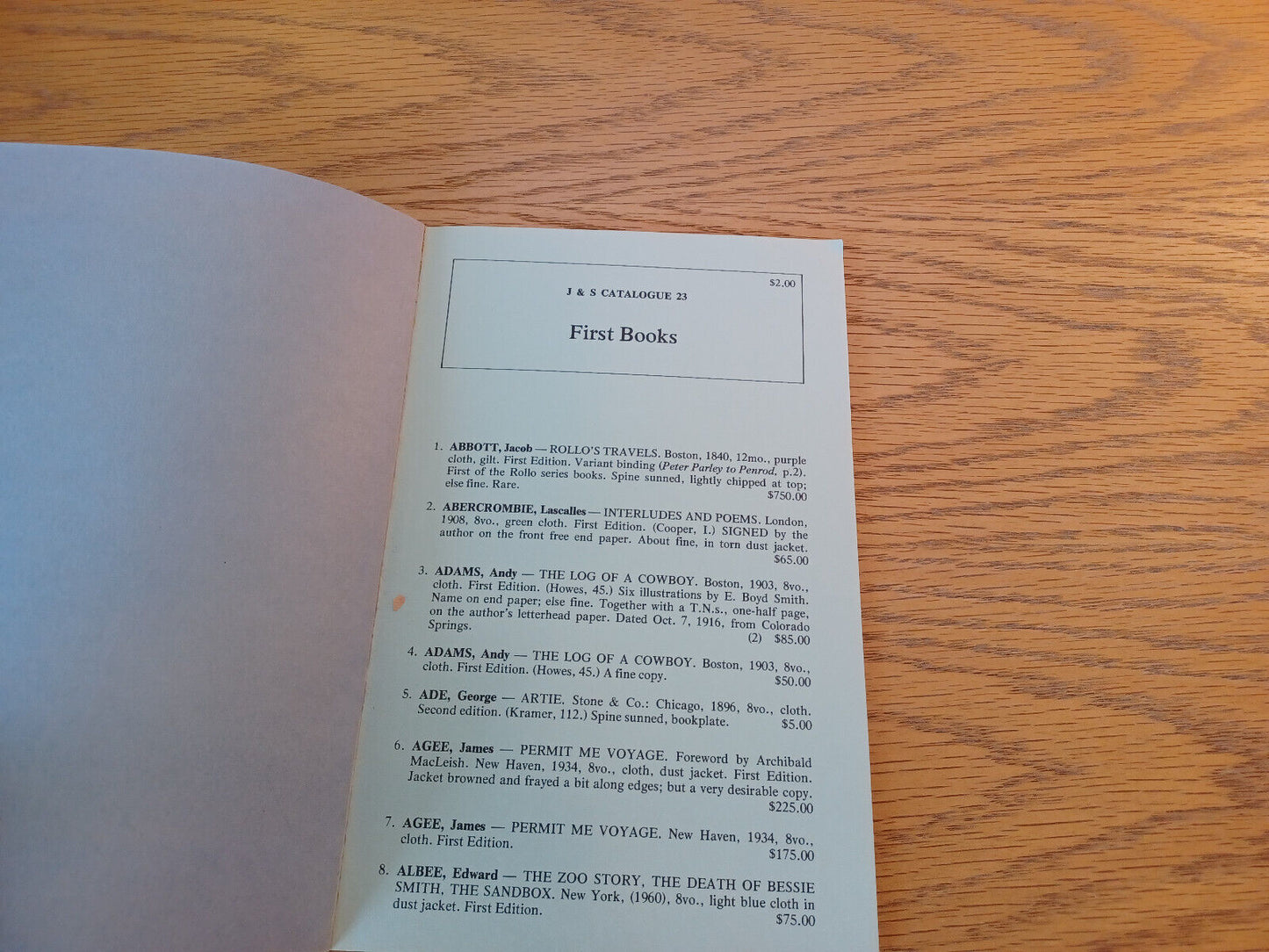 First Books Of American And British Authors J & S Catalogue 23
