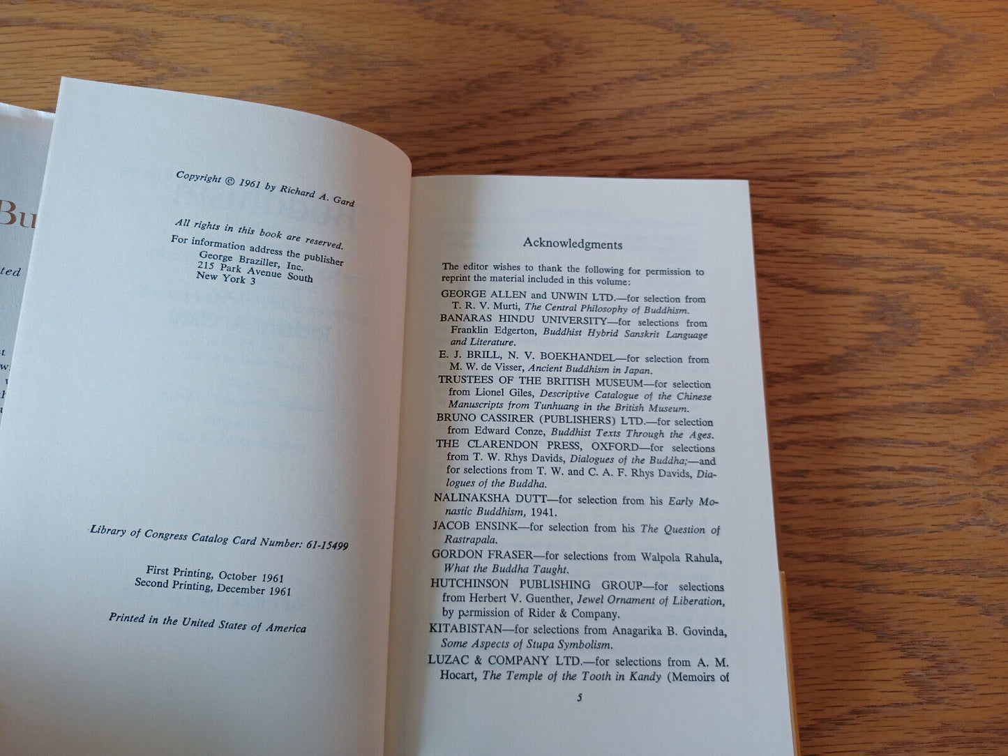 Buddhism Richard A Gard 1962 Hardcover Dust Jacket George Braziller