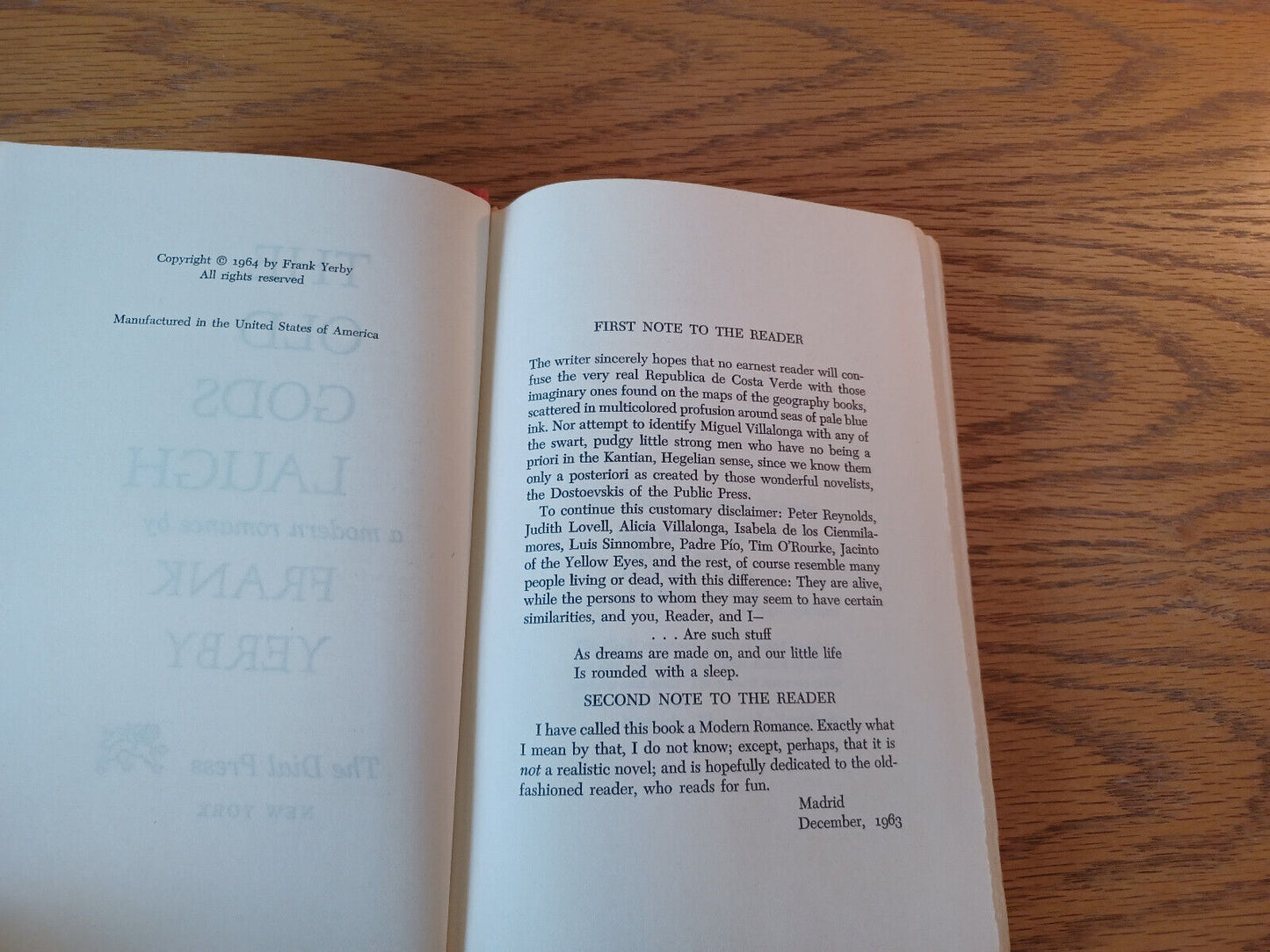 The Old Gods Laugh Frank Yerby 1964 Hardcover The Dial Press
