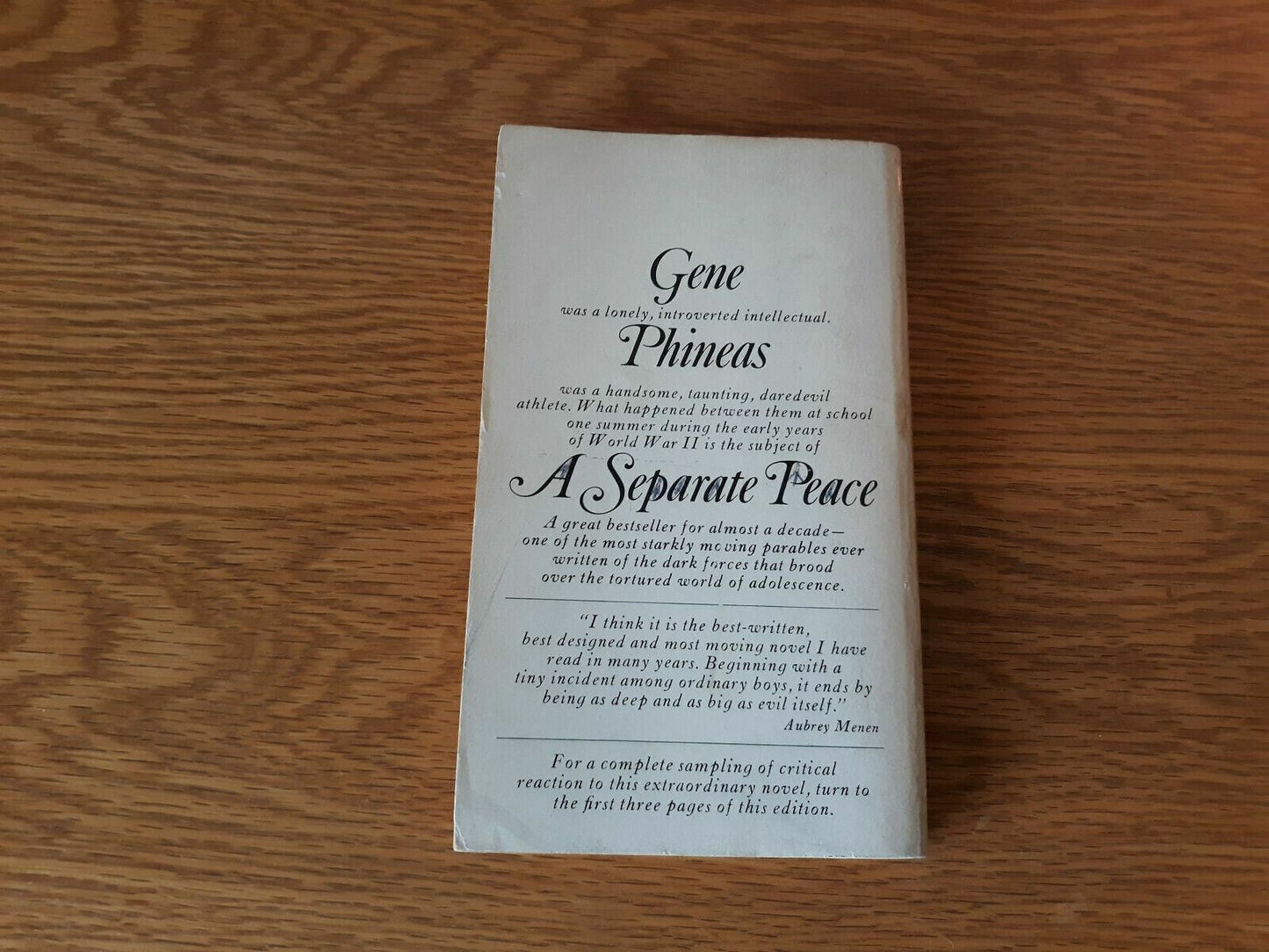 A Separate Peace - by John Knowles - 1968 Paperback Bantam