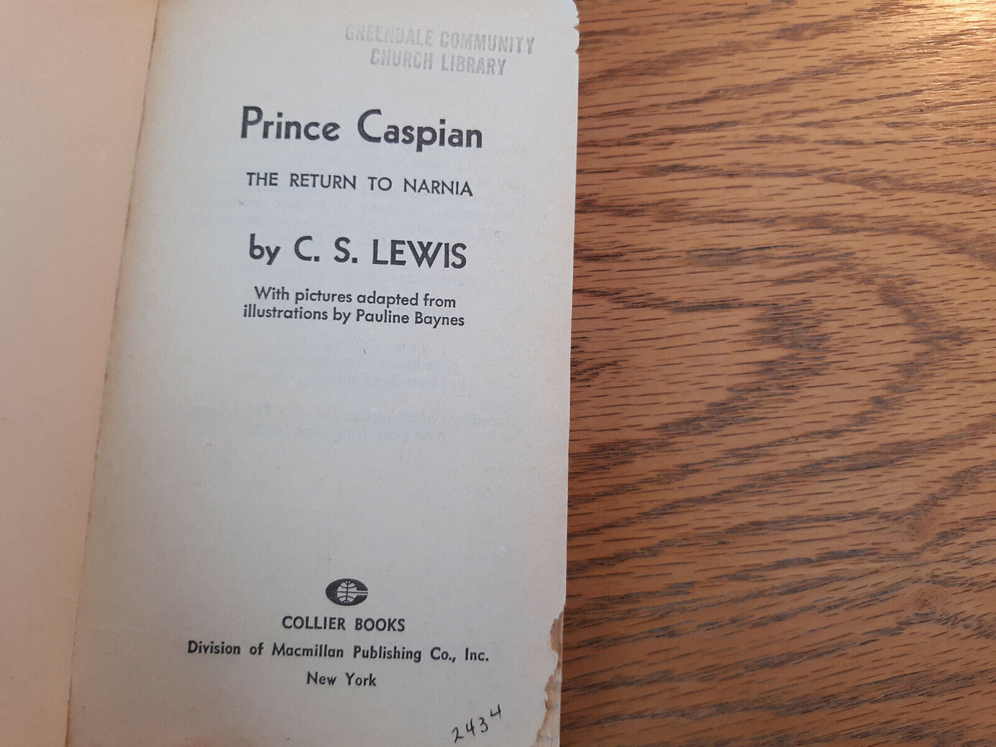 C S Lewis Prince Caspian 1976 Collier Books Paperback