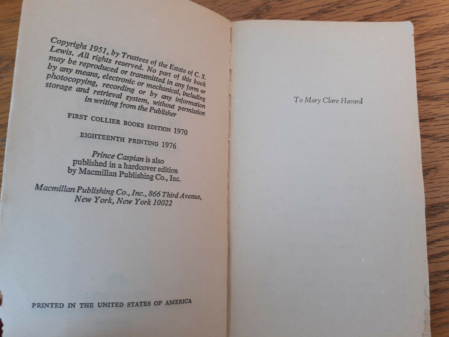 C S Lewis Prince Caspian 1976 Collier Books Paperback