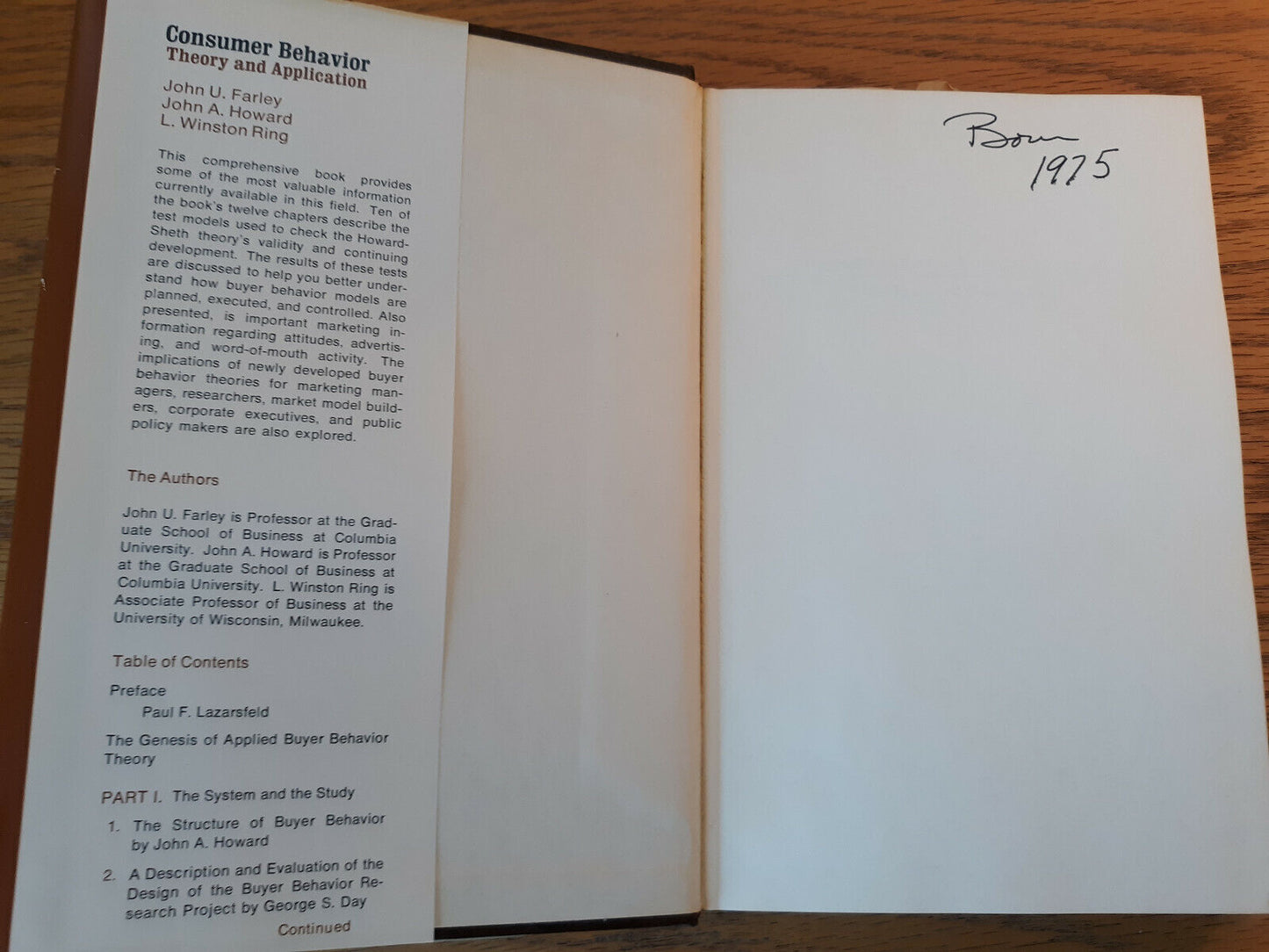 Consumer Behavior John U Farley 1974 Hardcover Dust Jacket Allyn & Bacon
