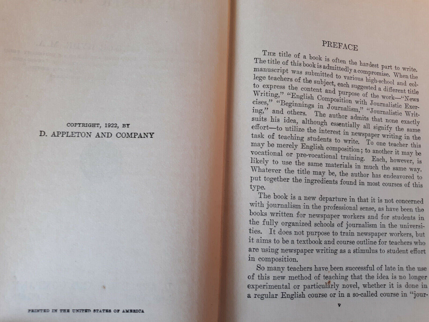 A Course In Journalistic Writing Grant Milnor Hyde 1922 Hardcover D. Appleton