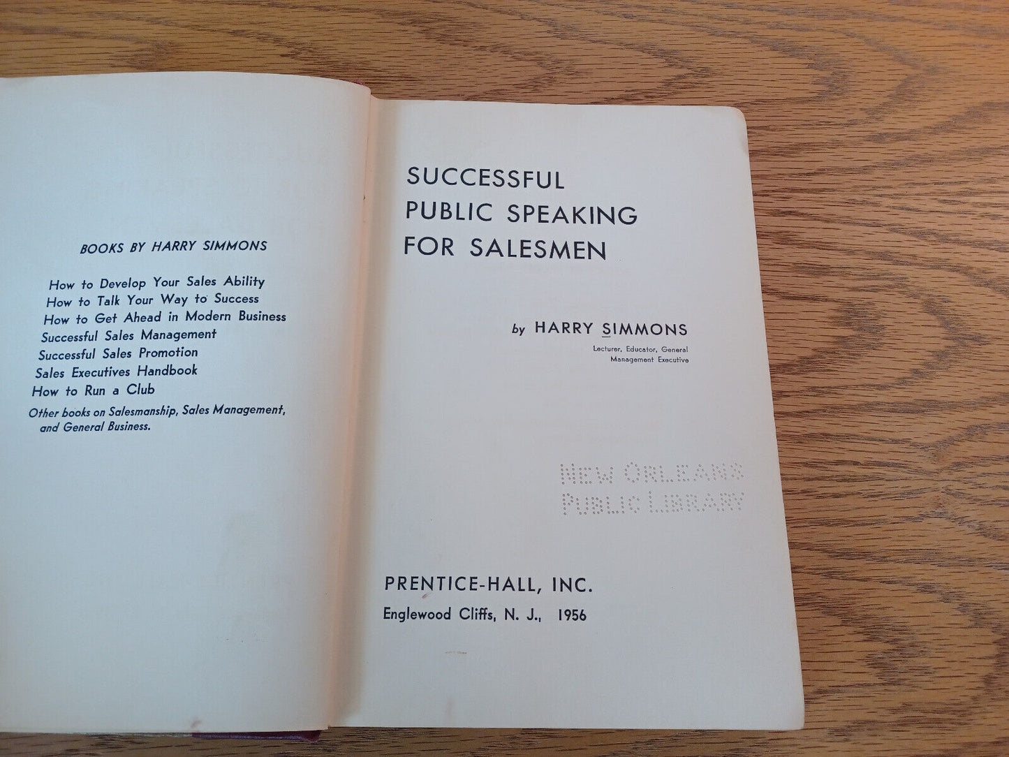 Successful Public Speaking For Salesmen Harry Simmons 1956 Hardcover Prentice Ha