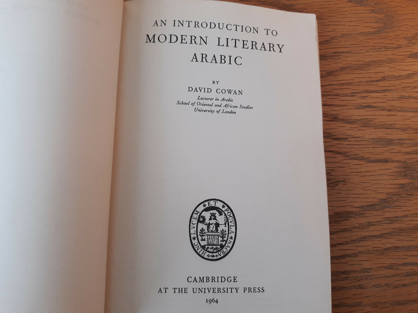 Modern Literary Arabic David Cowan 1964 Cambridge University Press Paperback