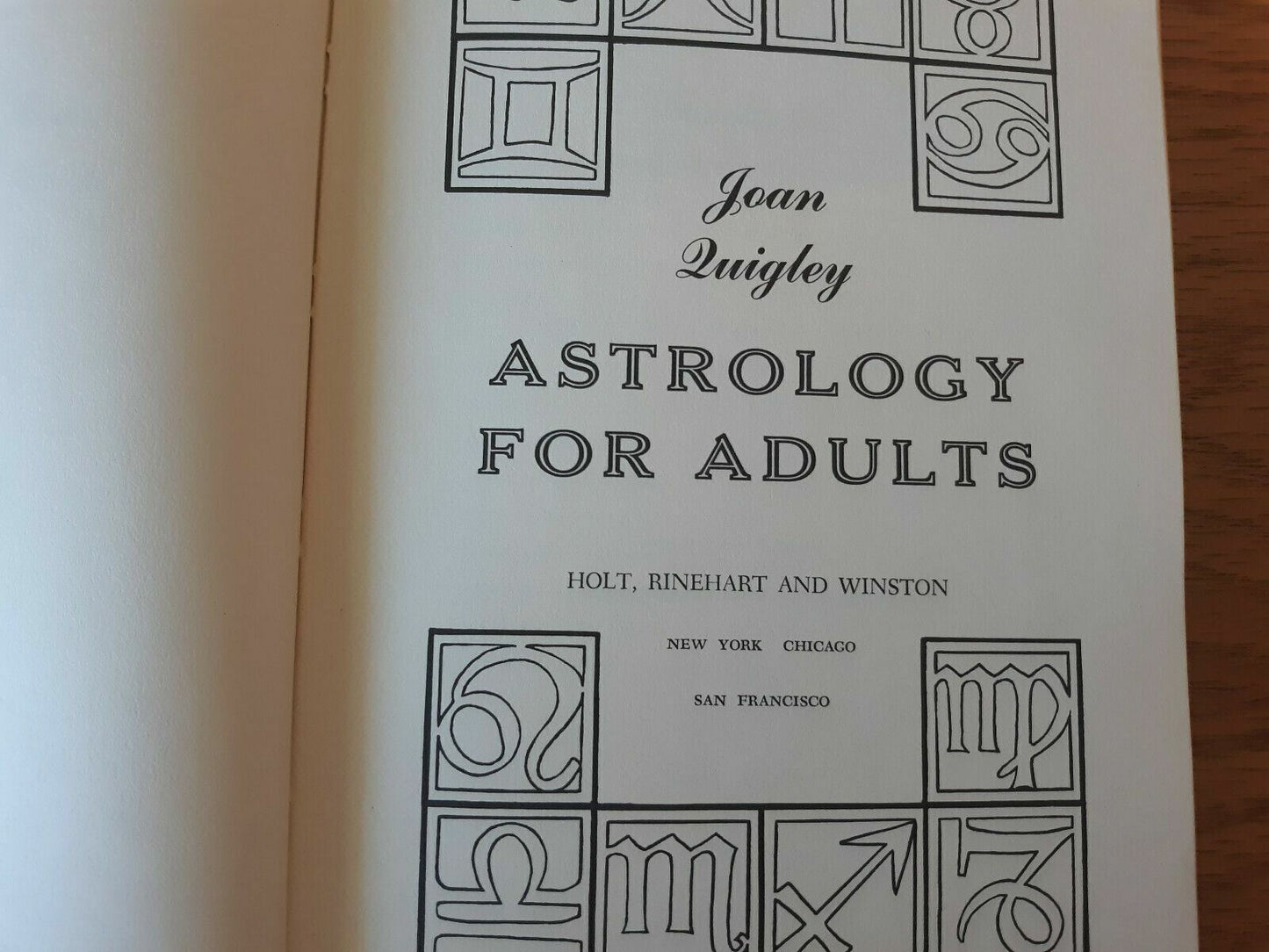 1969 Astrology For Adults Joan Quigley Hardcover 1st Edition