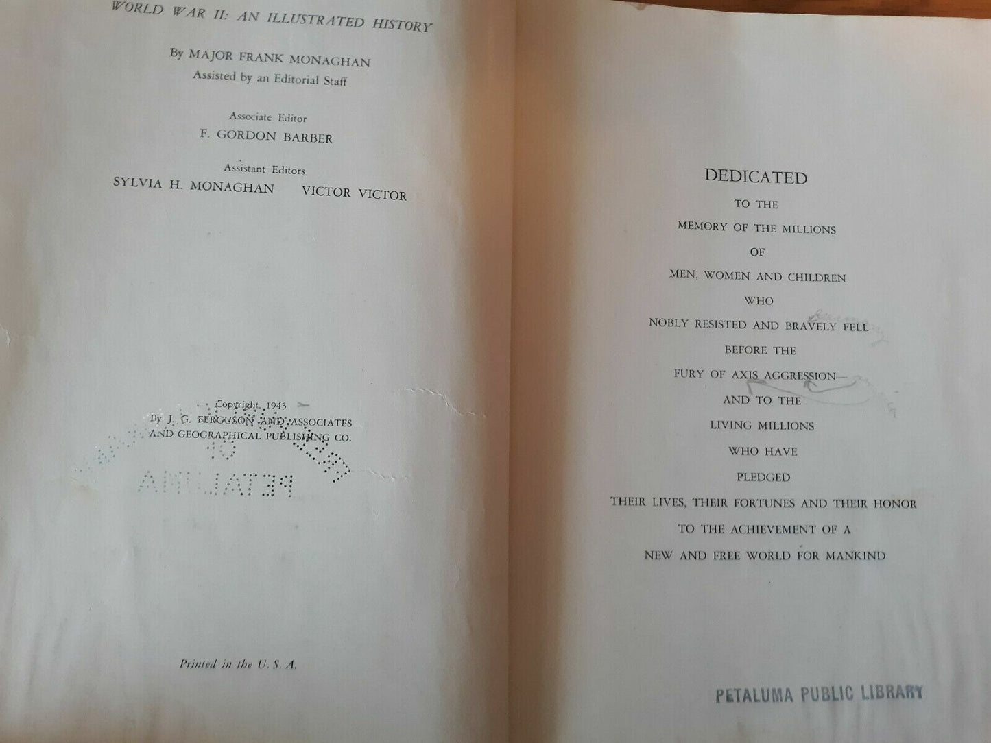 1943 World War II WWII books Illustrated History Frank Monaghan
