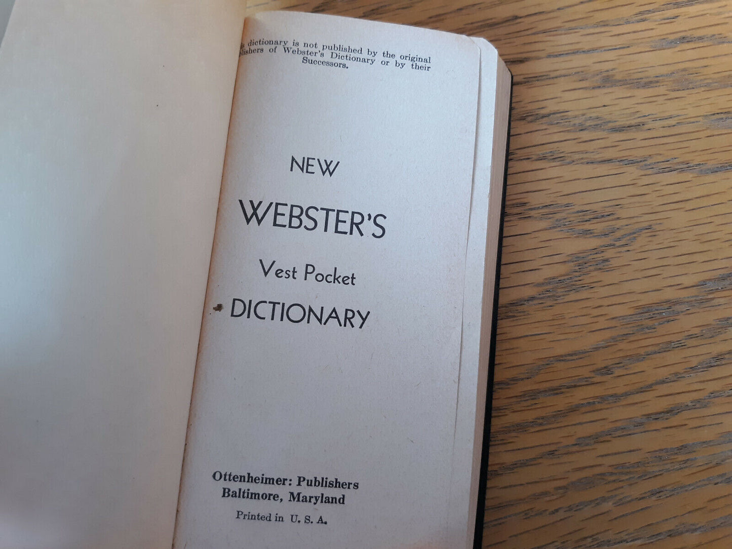 1956 New Webster's Vest Pocket Dictionary Ottenheimer
