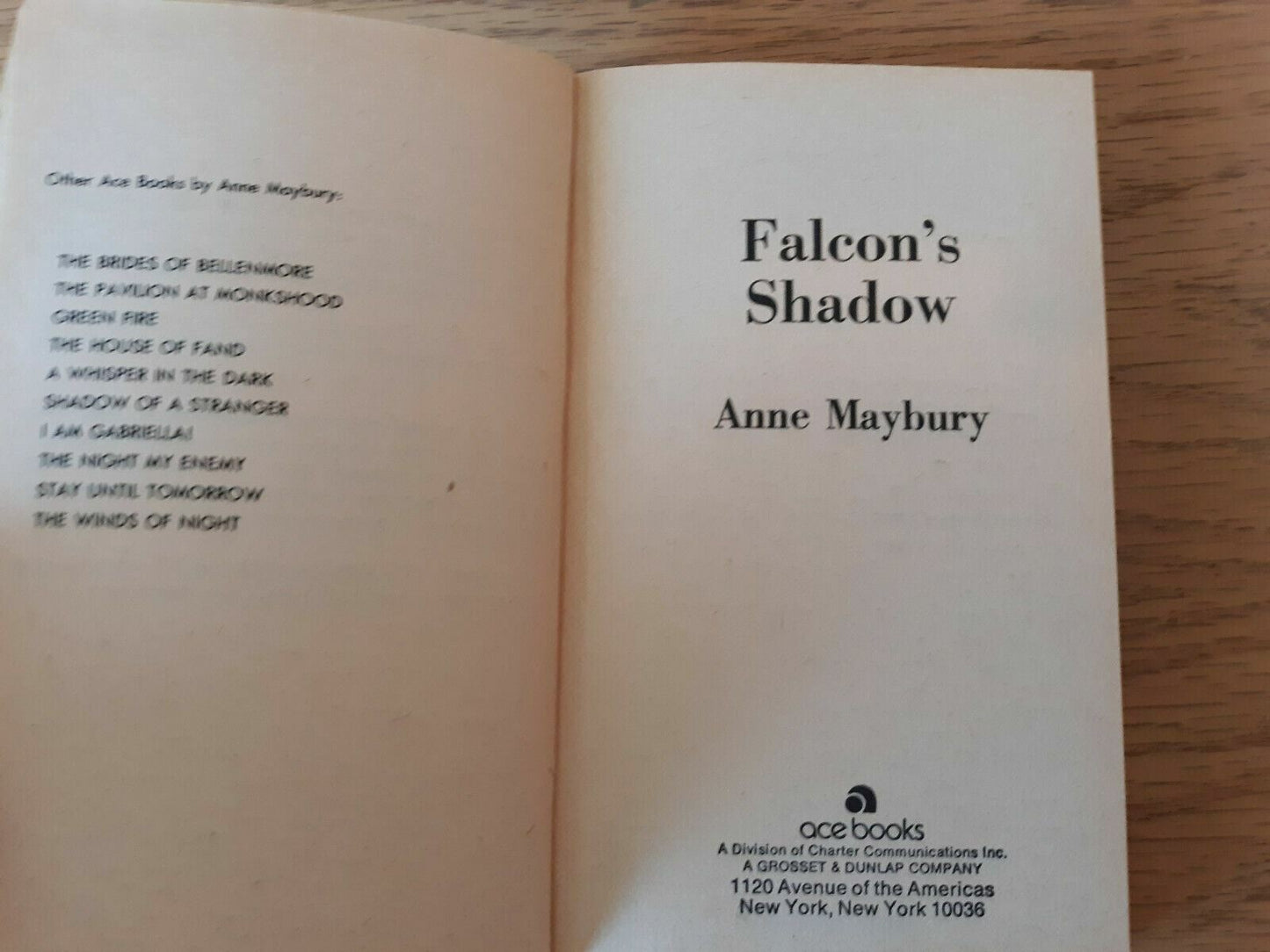 Falcon's Shadow Anne Maybury 1964 Ace Books Paperback