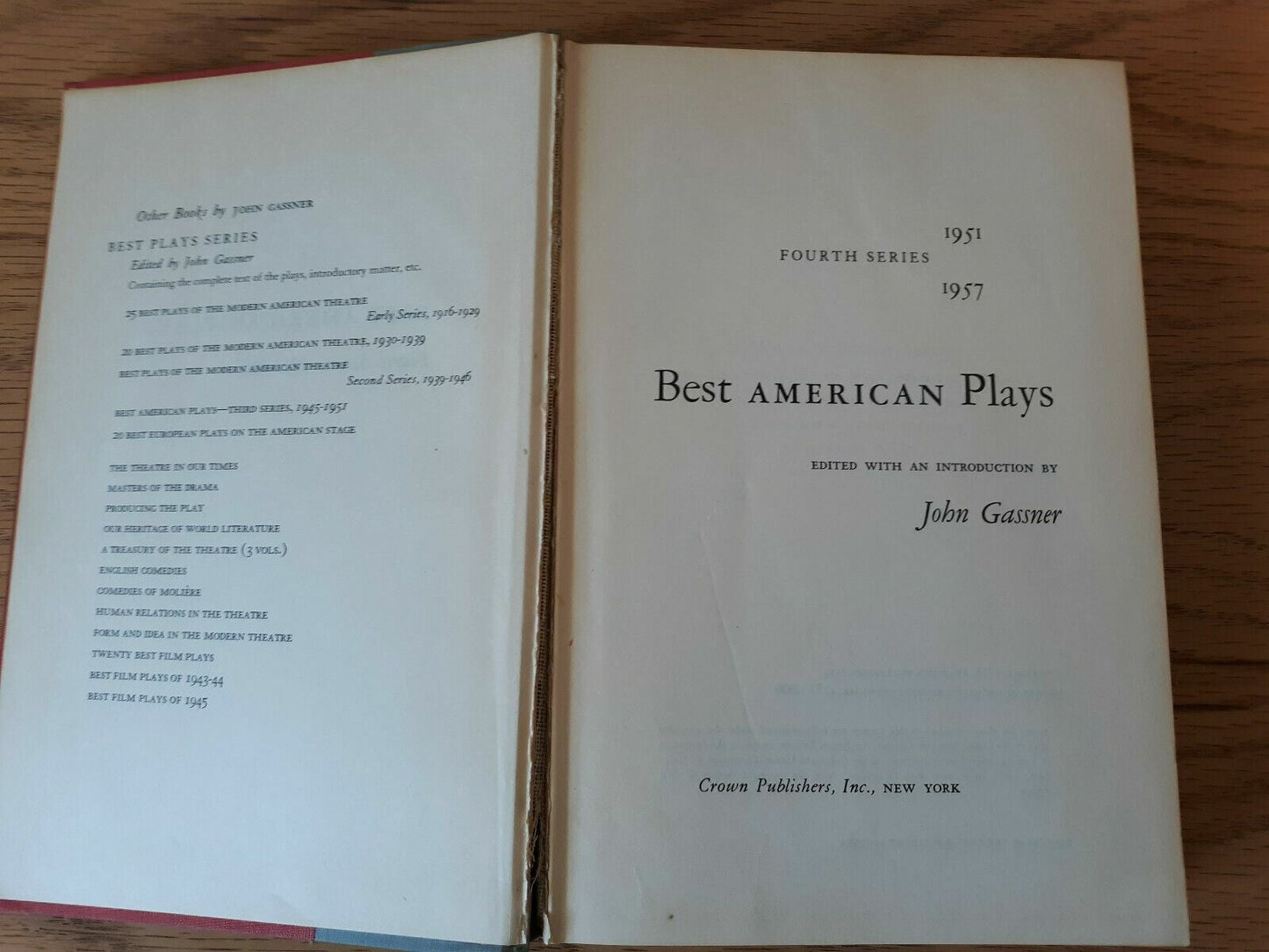 Best American Plays Fourth Series, 1952-1957 by John Gassner (1958, Hardcover)