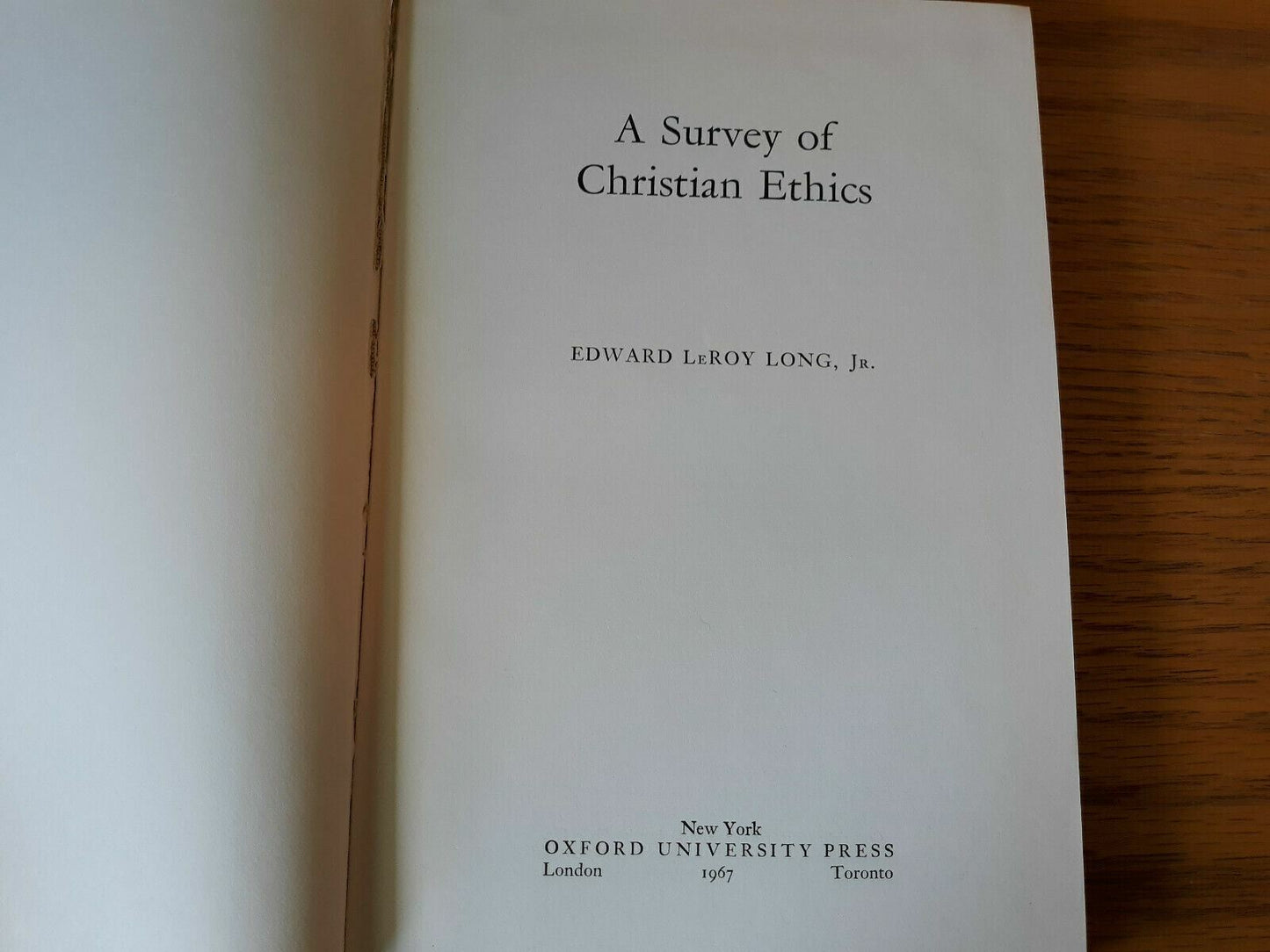 A Survey of Christian Ethics by Edward L. Jr. Long 1967 Hardcover Oxford Univers