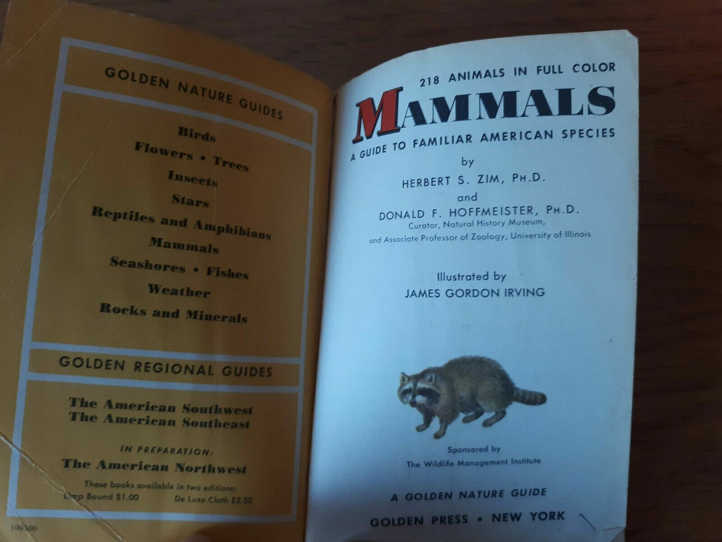 Mammals a Golden Nature Guide by Zim and Hoffmeister 1955