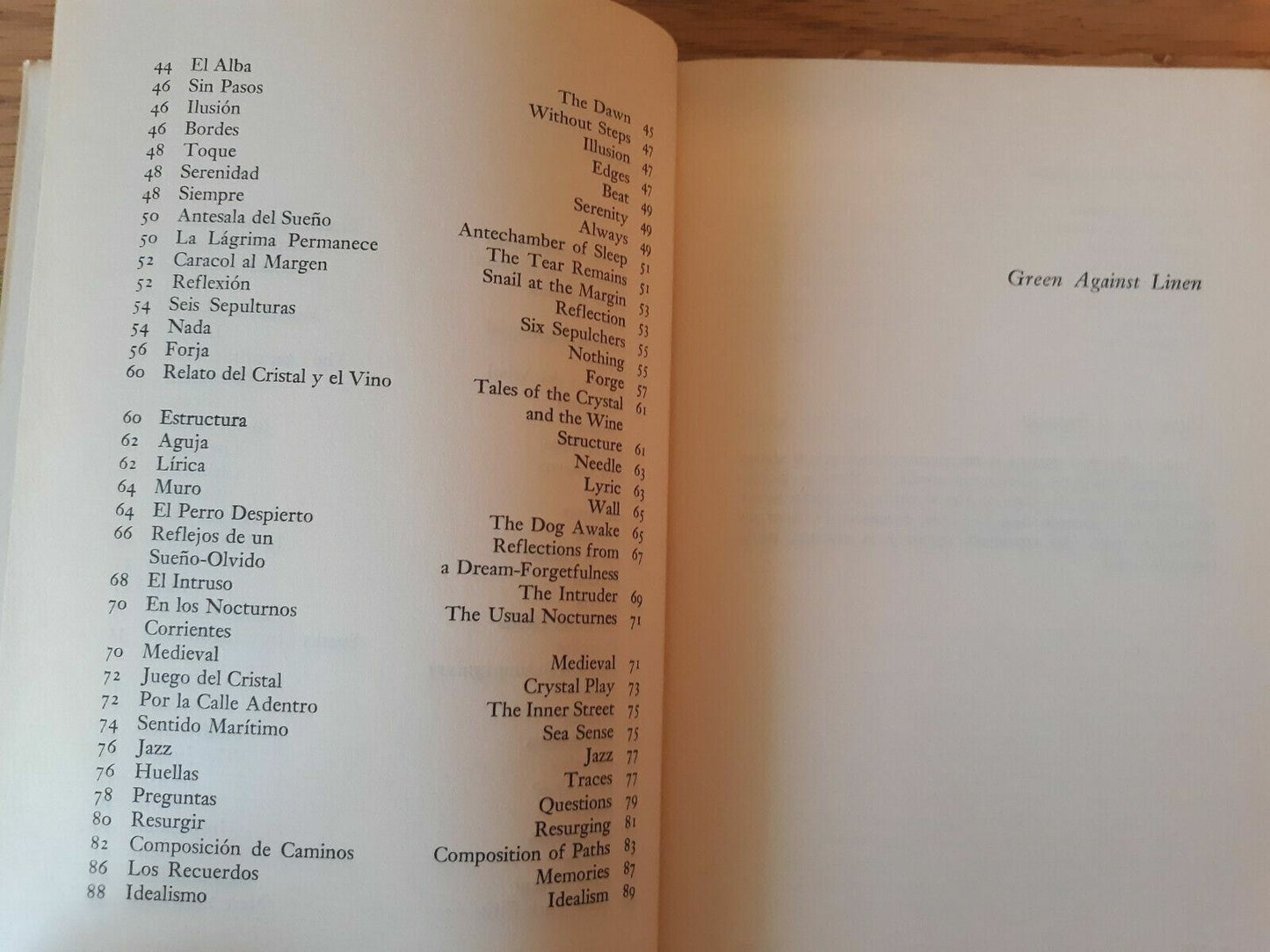 Green Against Linen And Other Poems. A Bilingual Edition 1957 Antonio Giraudier