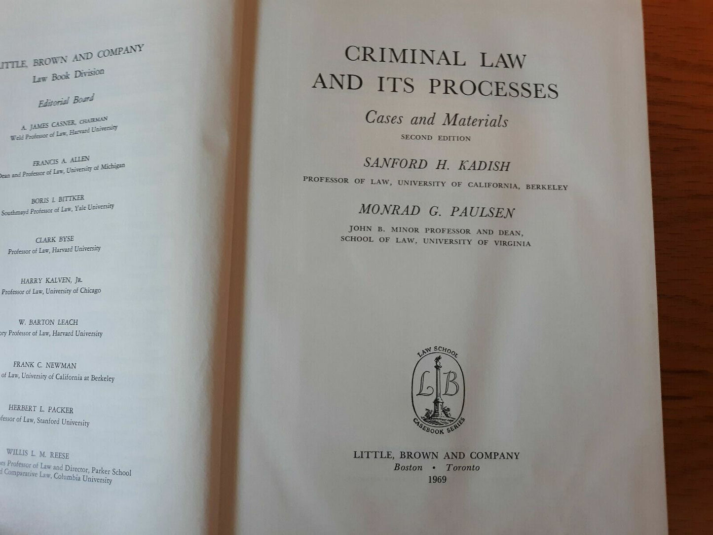1969 Criminal Law And Its Processes Cases Materials Book Kadish Paulsen 2nd Ed