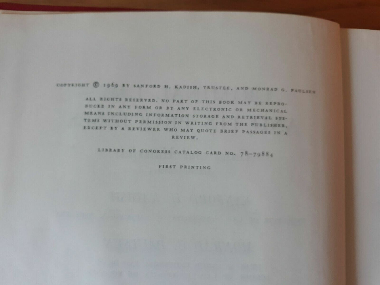 1969 Criminal Law And Its Processes Cases Materials Book Kadish Paulsen 2nd Ed