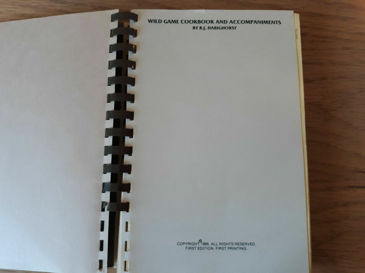 Wild Game Cookbook & Accompaniments B J Habighorst 1986
