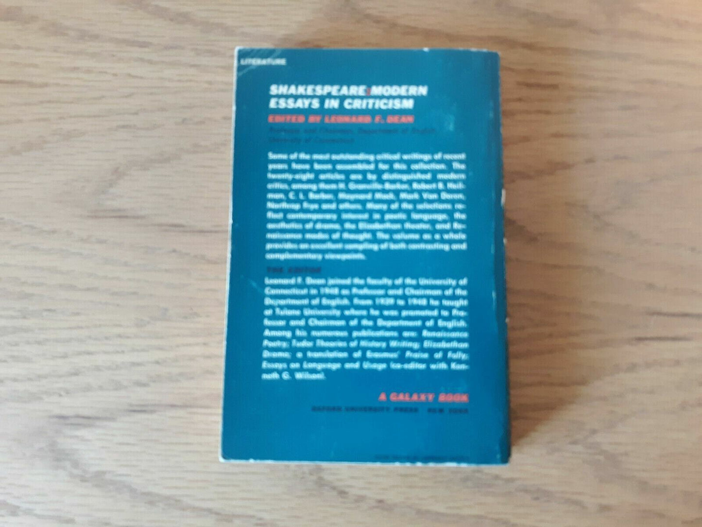 Shakespeare Modern Essays in Criticism by Leonard Dean 1965