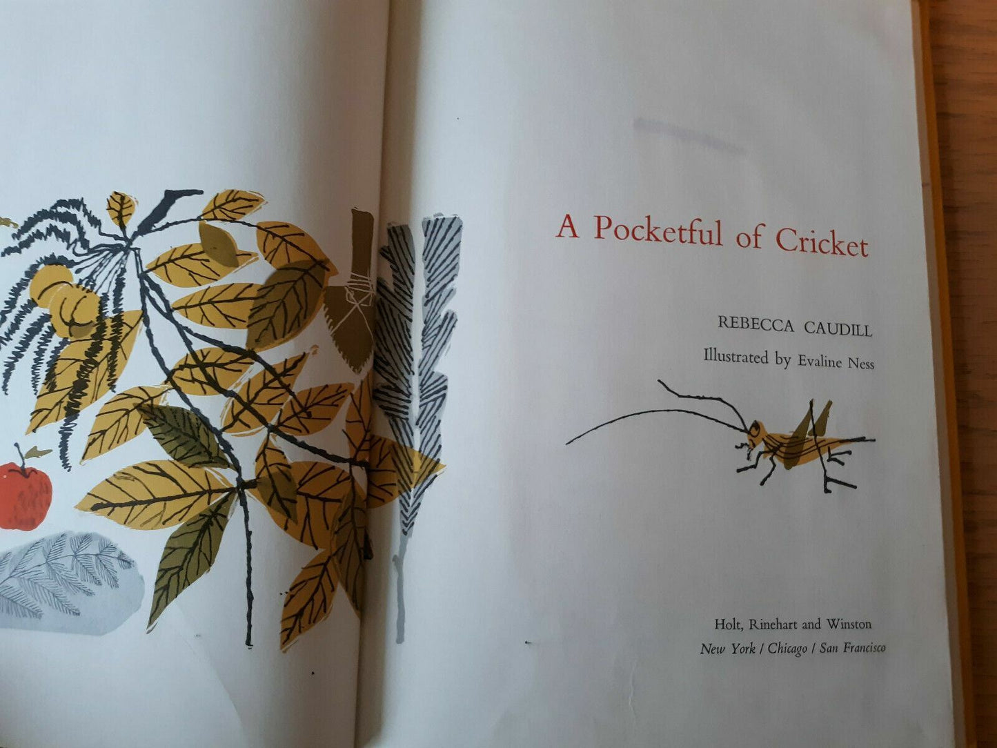 A POCKETFUL OF CRICKET By Rebecca Caudill (1964 First Edition)
