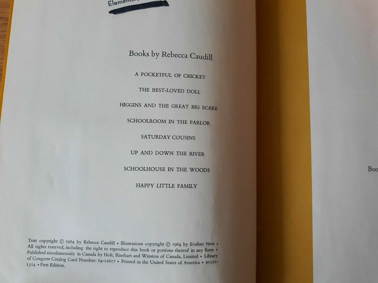 A POCKETFUL OF CRICKET By Rebecca Caudill (1964 First Edition)