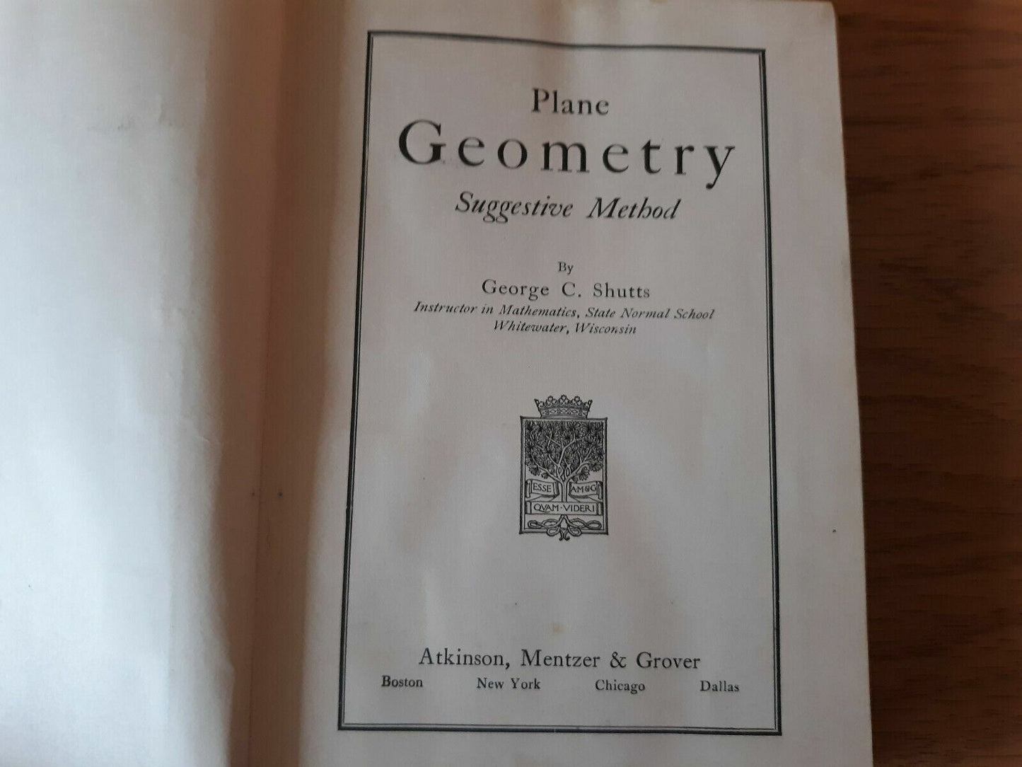 1905 Plane And Solid Geometry Suggestive Method George Shutts Atkinson, Mentzer