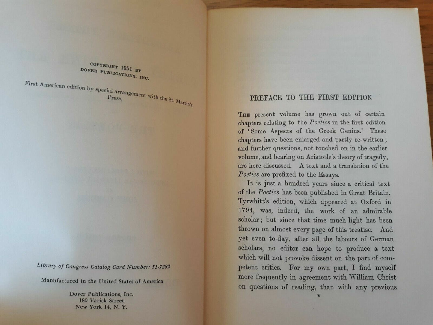 1951 Aristotle's Theory Of Poetry And Fine Art S.H. Butcher Gassner Dover 4th Ed