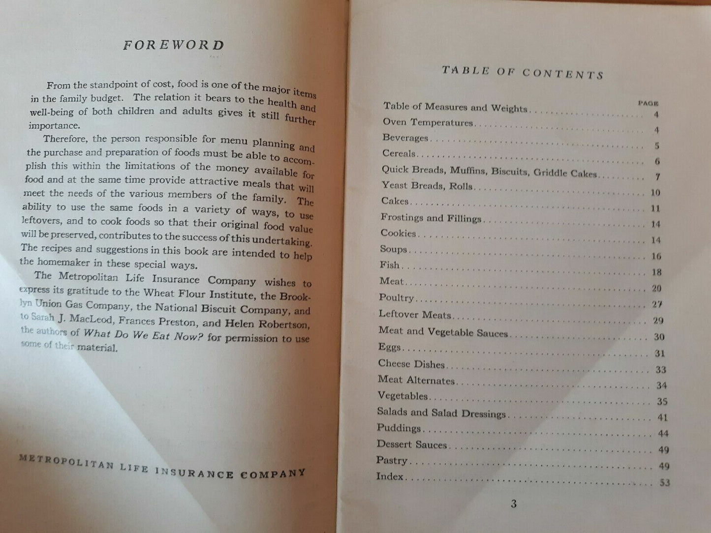 1948 Metropolitan Cookbook Met Life Insurance Co Vintage Paperback