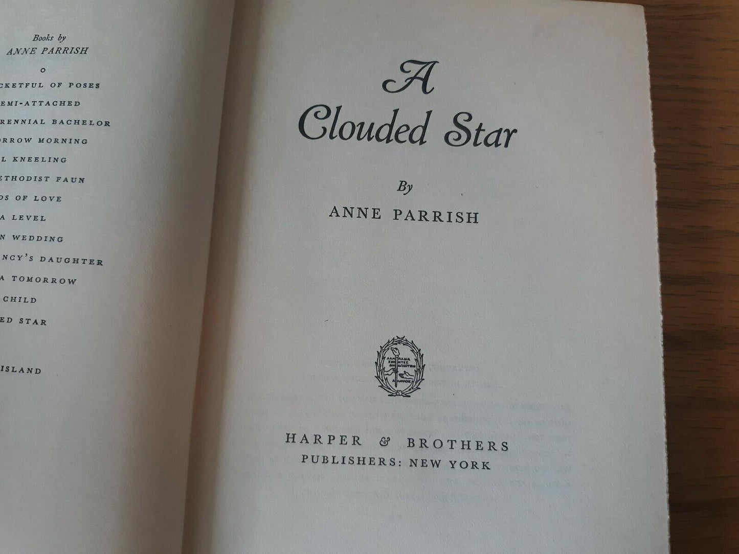 A Clouded Star By Anne Parrish 1948 Hardcover