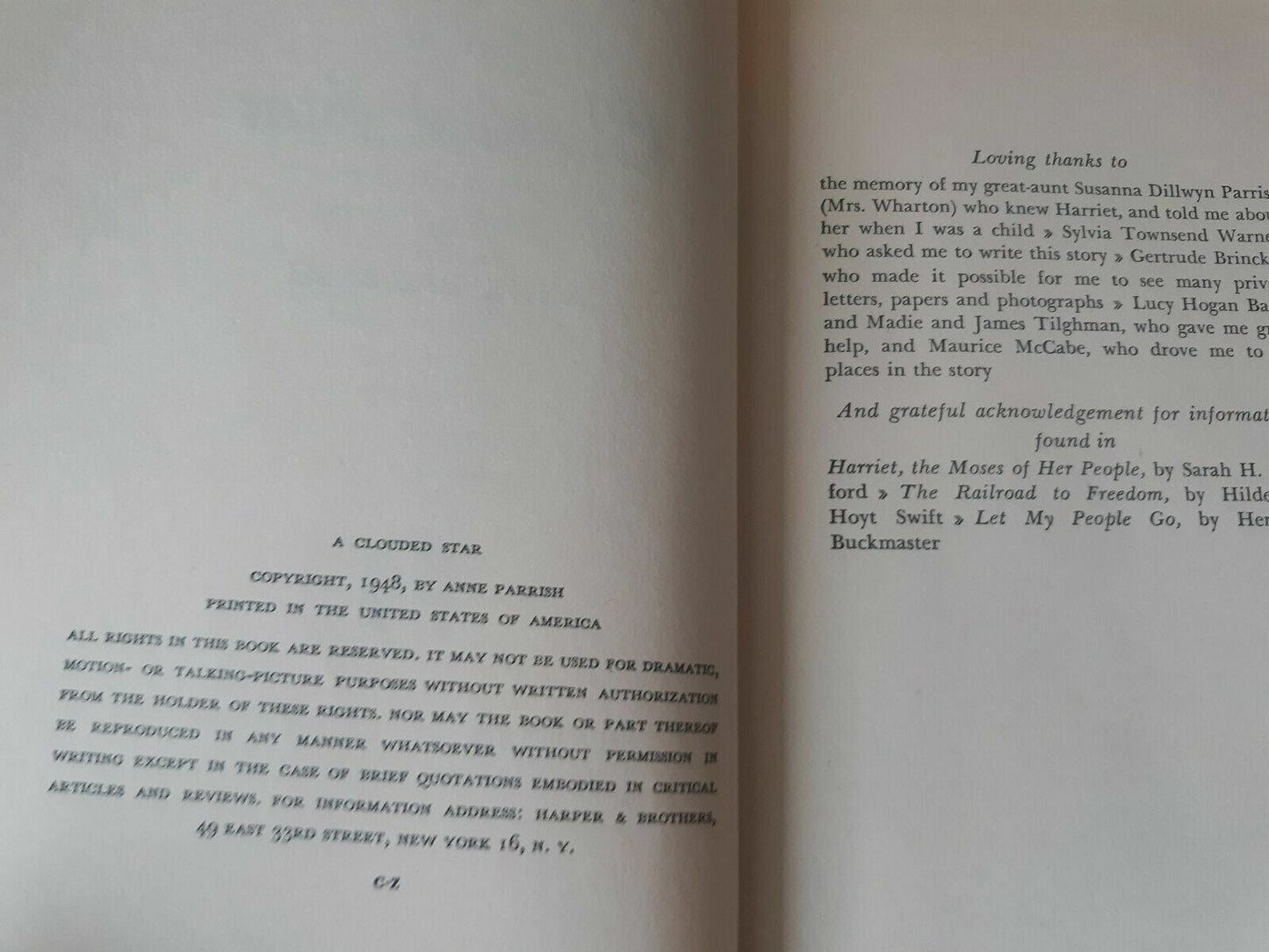 A Clouded Star By Anne Parrish 1948 Hardcover