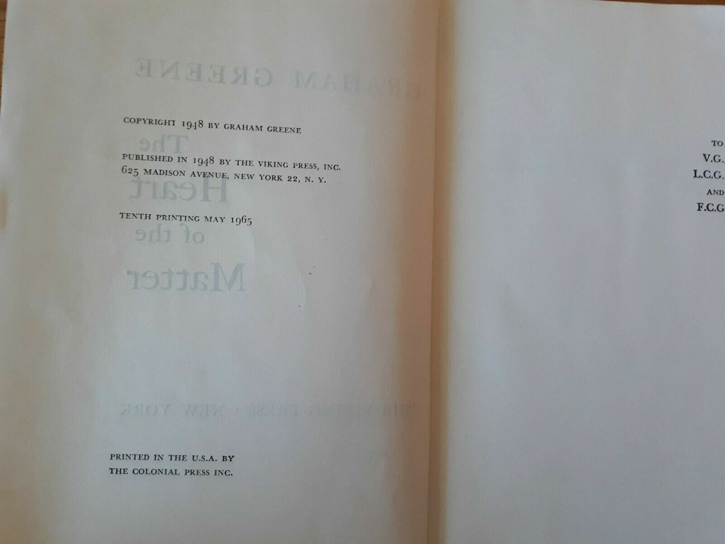 The Heart of the Matter by Graham Greene 1965