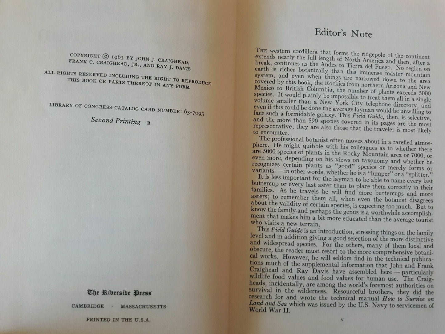 A Field Guide to Rocky Mountain Wildflowers by Craighead Craighead & Davis 1963