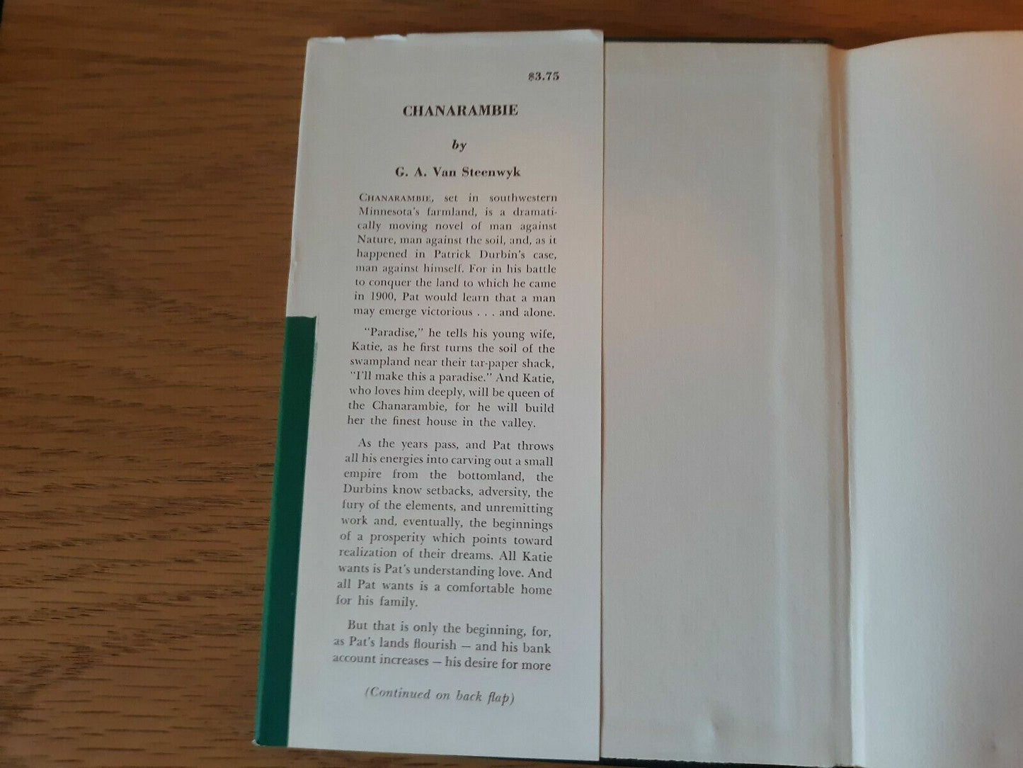 Chanarambie Hardcover Dust Jacket 1965 G. A. Van Steenwyk Vantage Press 1st Ed