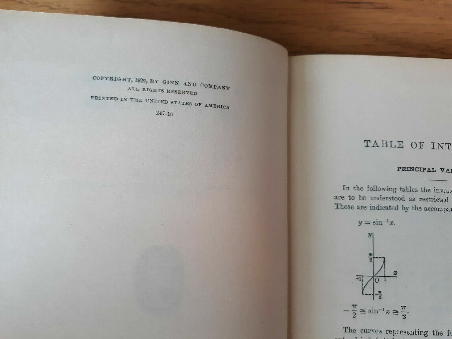 1929 A Short Table of Integrals HC by B.O. Pierce - 3rd Revised Edition