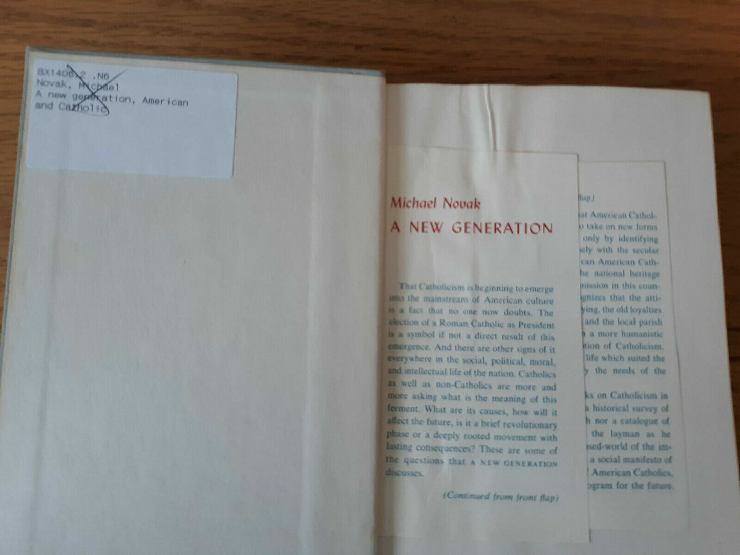 A New Generation American And Catholic Hardcover 1964 by Michael Novak