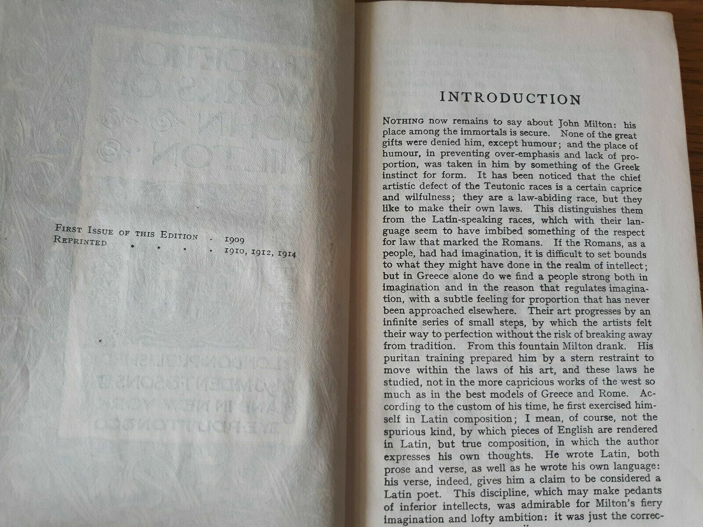 1914 The Poetical Works of John Milton