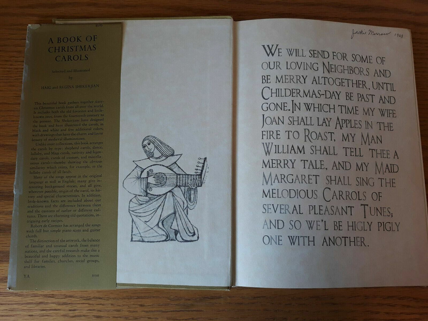 A Book Of Christmas Carols Haig & Regina Shekerjian 1st Edition 1963 HC DJ