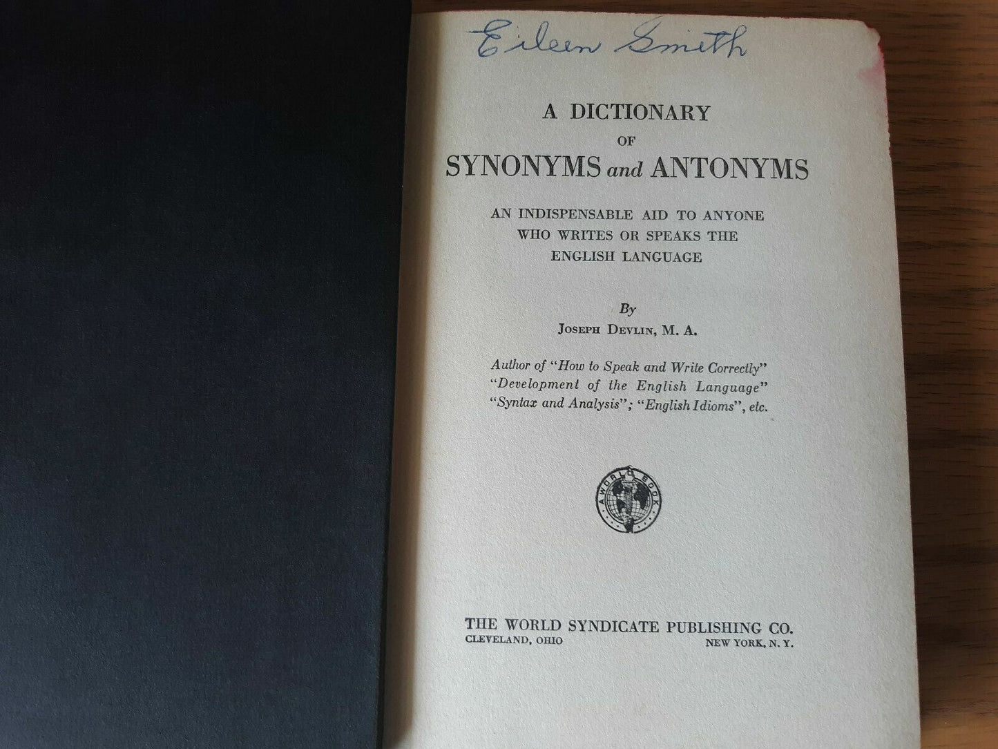 A Dictionary of Synonyms and Antonyms 1937 Joseph Devlin
