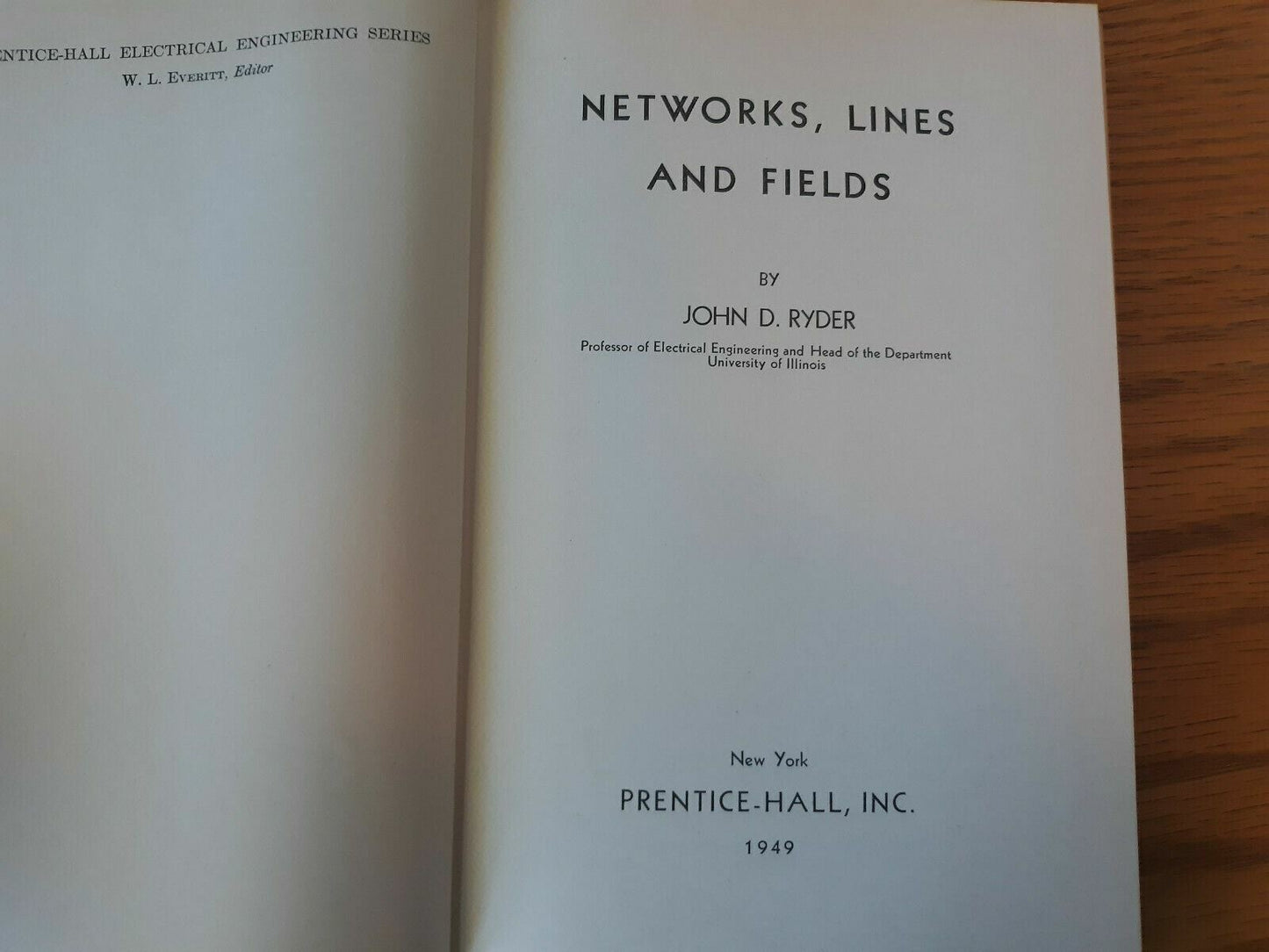 1949 Networks, Lines and Fields by John D. Ryder Hardcover Engineering Book