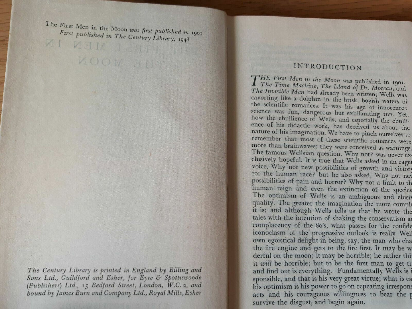The First Men In The Moon By H. G. Wells 1948 1st Century Library Printing