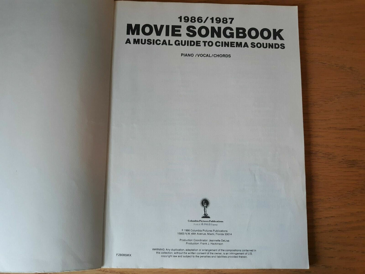 1986/ 1987 Movie Songbook Star TrekTop Gun Karate Kid + more Big Note Piano