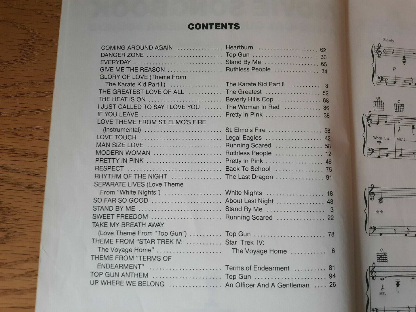 1986/ 1987 Movie Songbook Star TrekTop Gun Karate Kid + more Big Note Piano