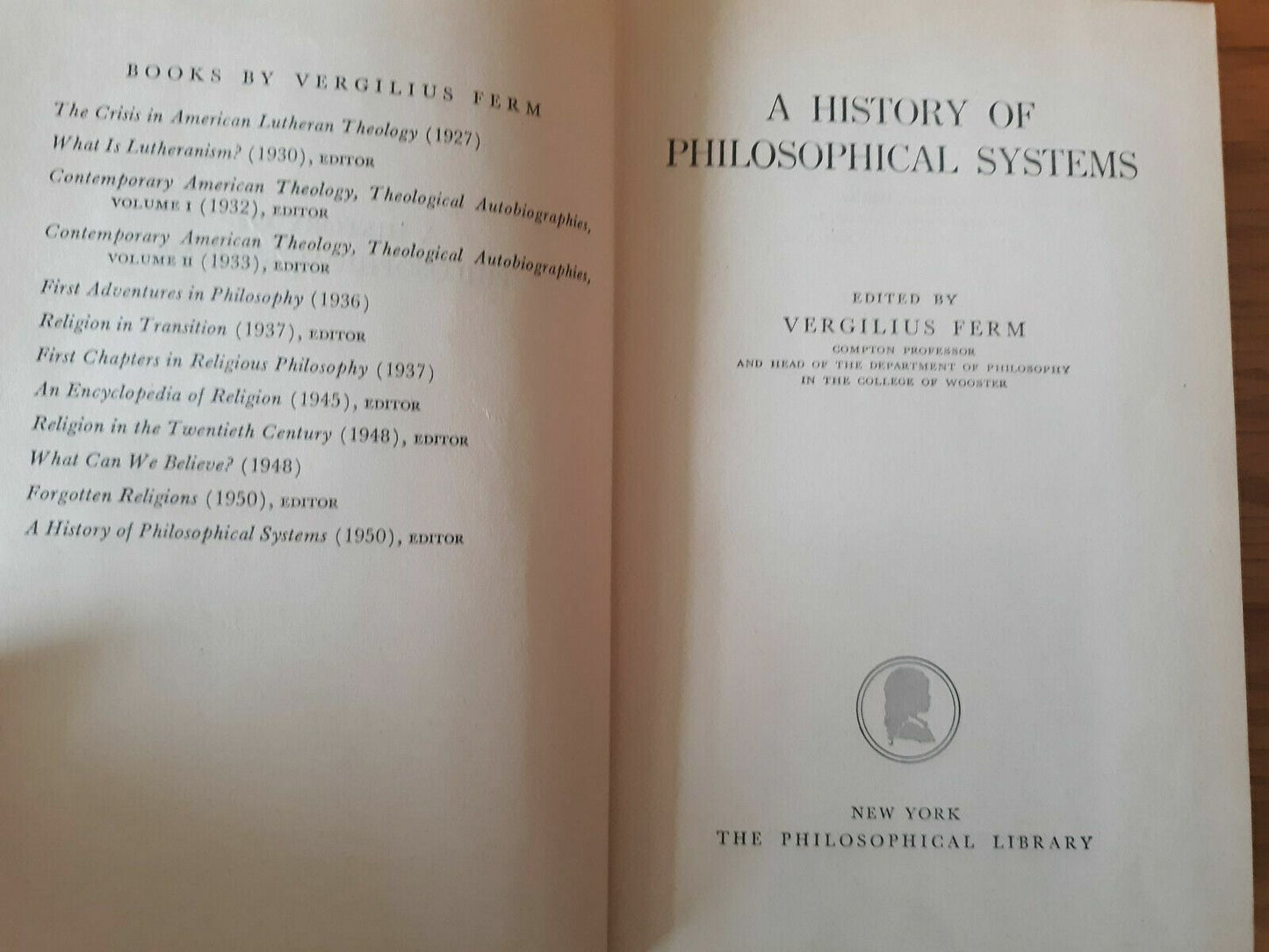 A History Of Philosophical Systems, Ed. Virgilus Ferm 1950 Hardcover