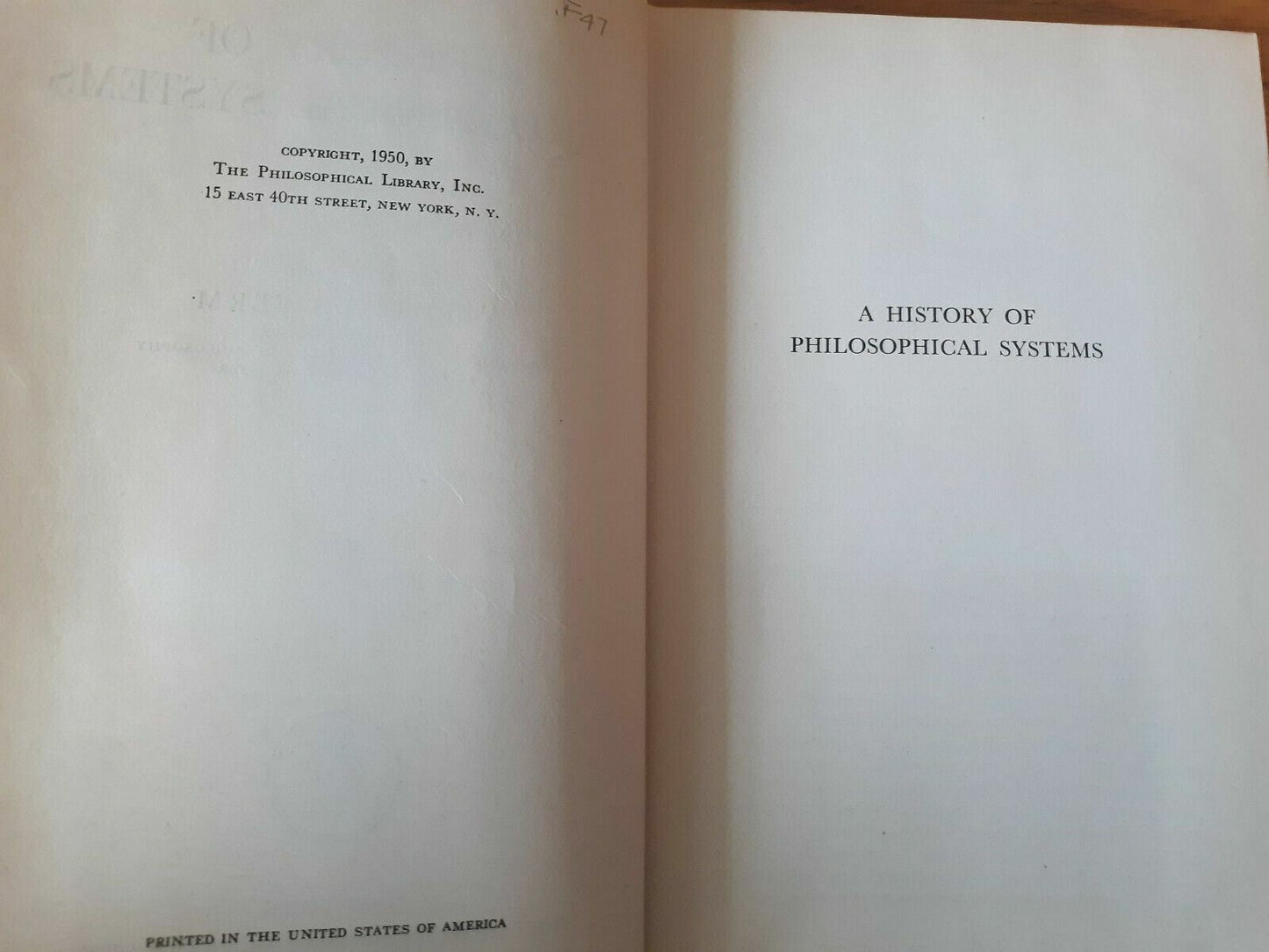 A History Of Philosophical Systems, Ed. Virgilus Ferm 1950 Hardcover